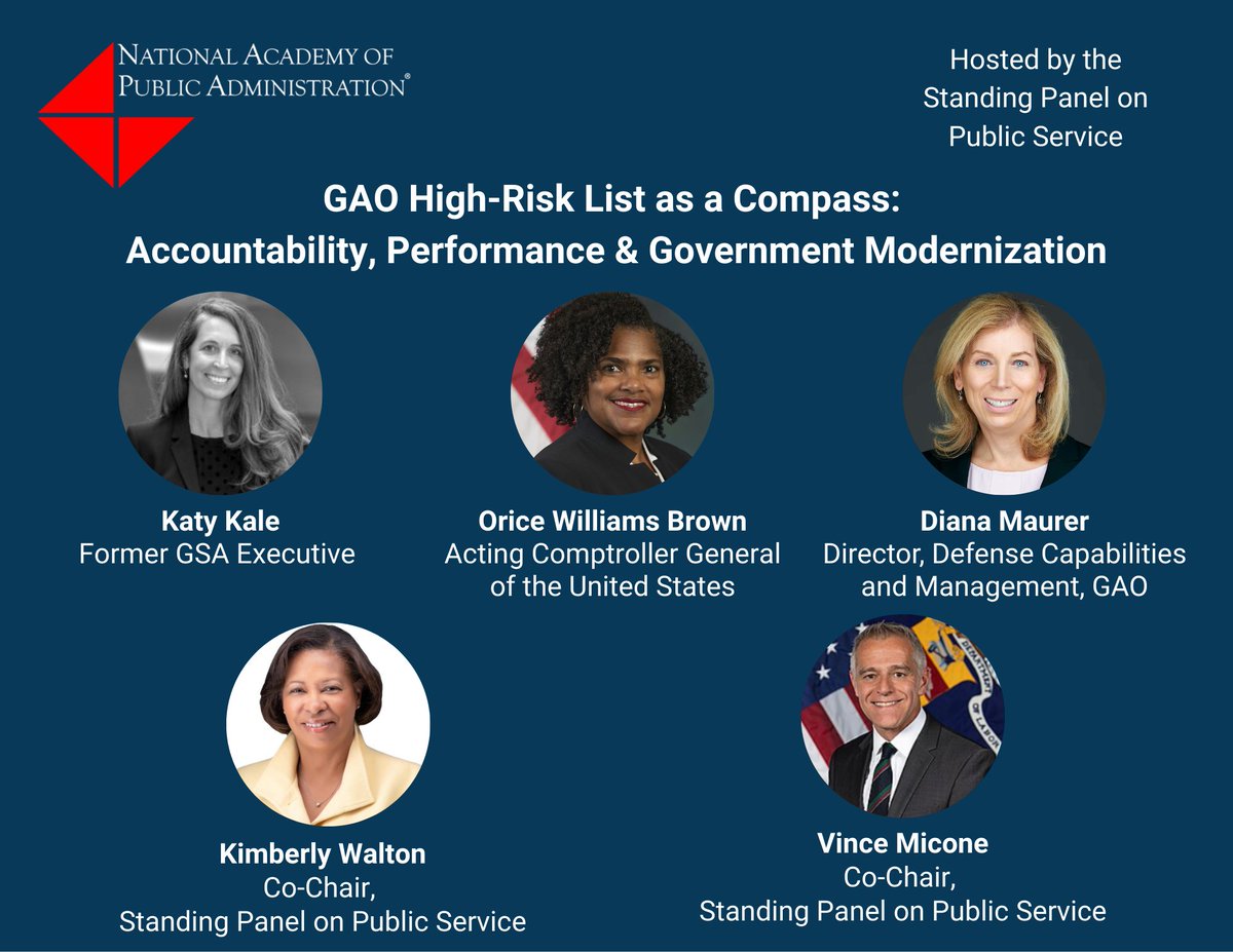napawash's tweet photo. This Monday! The High-Risk List can serve not merely as an #accountability mechanism, but as a #strategic compass guiding government toward long-term #resilience, #modernization, and mission effectiveness. #publicservice #hybrid @GSA_Katy

Registration: https://t.co/IYQp6fee4D https://t.co/tb3sRWpkw3