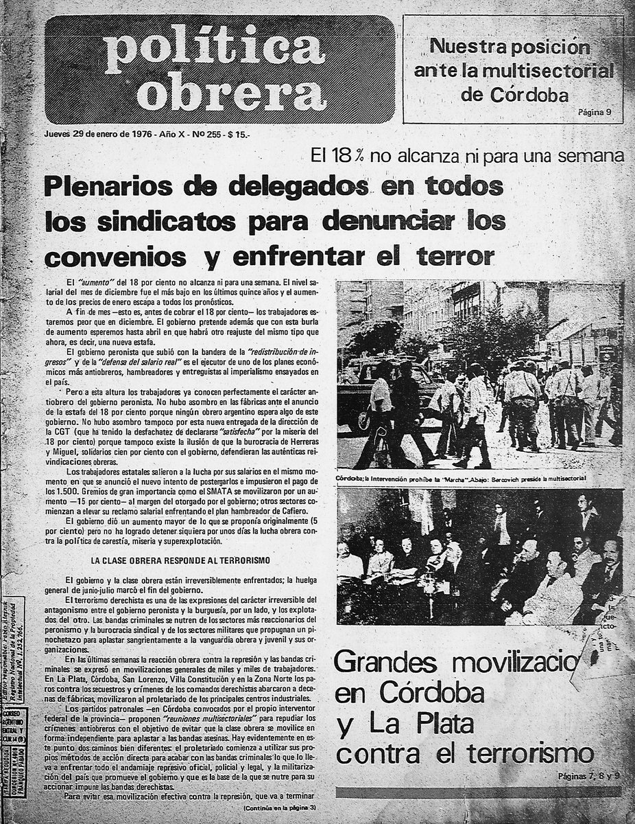Yo no había nacido todavía pero el Partido Obrero sí. 

La salida a Milei y su política de esclavismo, entrega y represión es por acá. 

29 de enero de 1976

<a href="/nestorpitrola/">Néstor Pitrola</a>