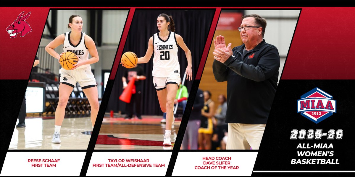 AWARDS SZN 🏆

The <a href="/TheMIAA/">The MIAA</a> Regular Season Champion <a href="/UCMWBB/">Jennies Basketball</a> team had 2⃣ student-athletes earn All-MIAA honors in Reese Schaaf and Taylor Weishaar. 

In addition, head coach Dave Slifer was named the MIAA Coach of the Year.

📝 | bit.ly/3NaAE49

#teamUCM