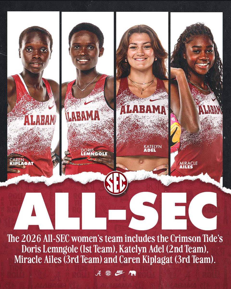 Four All-SEC honors for the UA women following the conference meet!

📰 bit.ly/4sqEbuc

<a href="/yea_ala/">Yea Alabama</a> | #RollTide