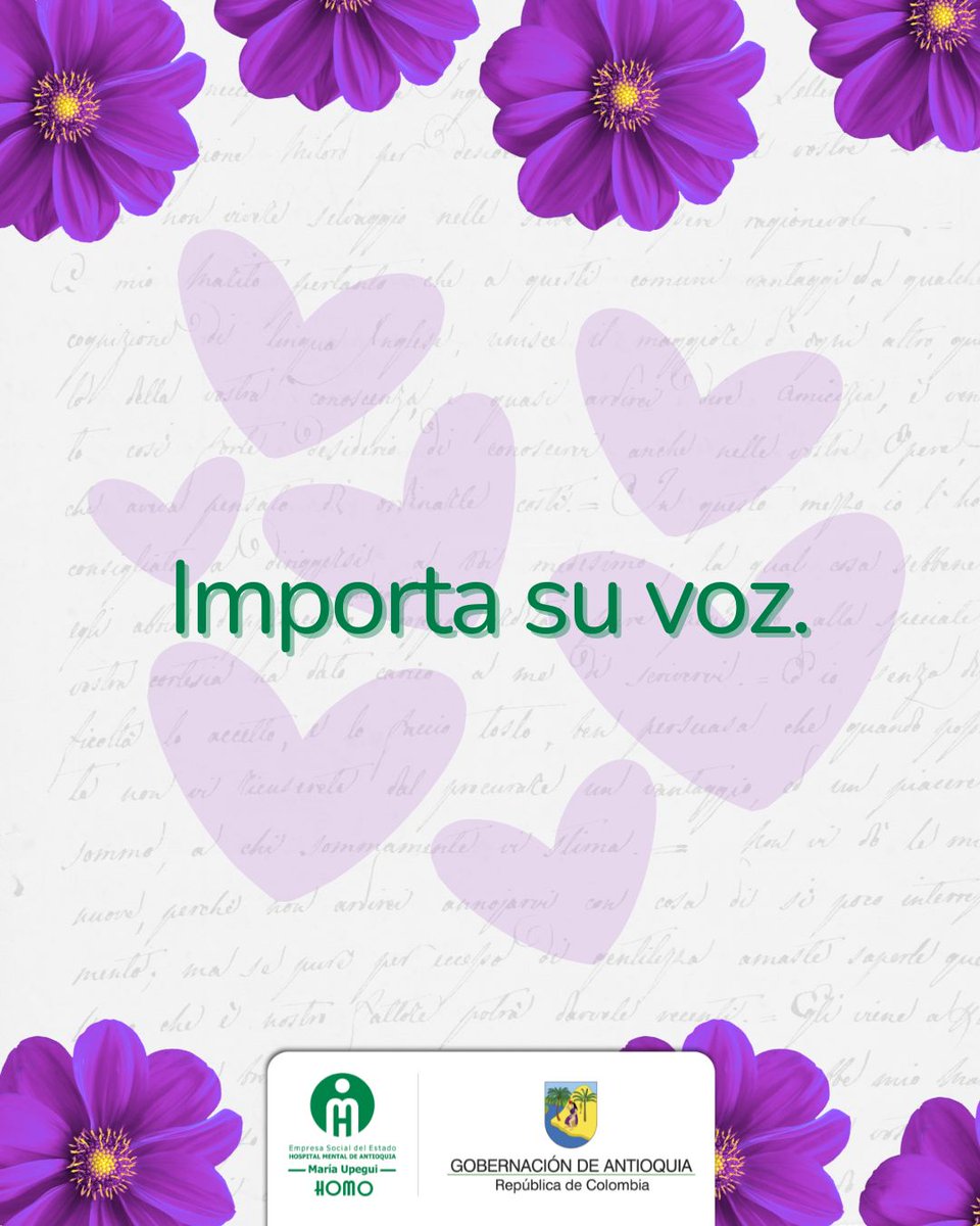 💐💜Marzo nos invita a reconocer a las mujeres que hacen parte de nuestras familias, equipos de trabajo y comunidades.

Desde el #HOMO promovemos el bienestar emocional como parte fundamental de la salud integral.
#8M <a href="/RamonEAcevedo/">Ramón Acevedo</a> <a href="/MujeresAnt/">Secretaría de las Mujeres de Antioquia</a> <a href="/SaludAntioquia/">Secretaría de Salud e Inclusión Social</a> <a href="/GobAntioquia/">Gobernación de Antioquia</a>