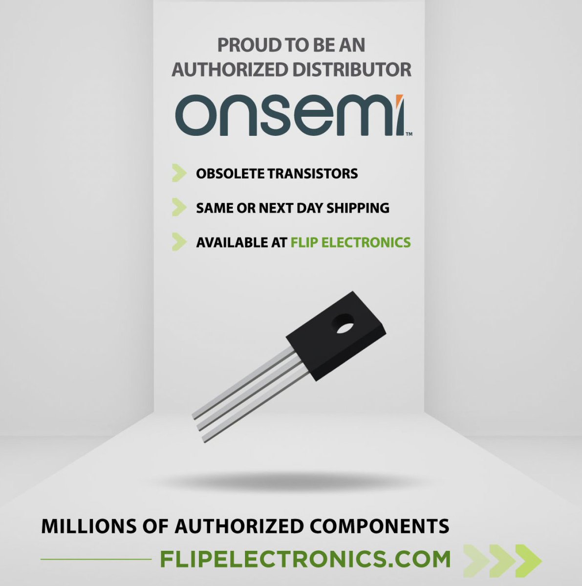 Flip Electronics is a trusted authorized distributor of onsemi, helping customers keep legacy designs running with obsolete and hard-to-find components.

Need obsolete onsemi parts? We source authorized transistors, logic ICs, diodes, rectifiers, and more: flipelectronics.com/Manufacturers/…