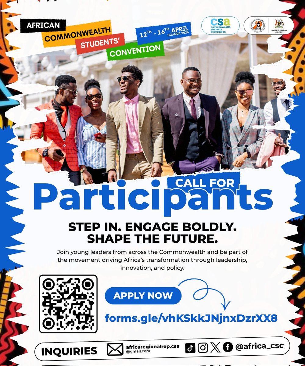Applications are now open for the African Commonwealth Students' Convention 2026.

This is a space for students and young leaders to stand out as the pillars of Africa’s transformation agenda.

🔗 Apply here: bit.ly/4re4tPf