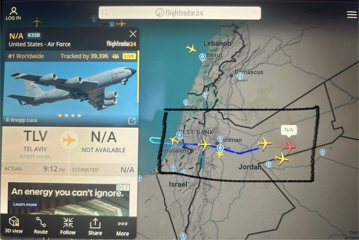 NATURELOVER0087's tweet photo. 4 US Airforce KC-135 Stratotanker  and 2 UK Airforce From Tel Aviv are heading towards IRAN. Something Big gonna happen tonight.
#Iran #IranWar #Israel #MiddleEast #DubaiUnderAttack #USIranWar https://t.co/12OksW2XRH