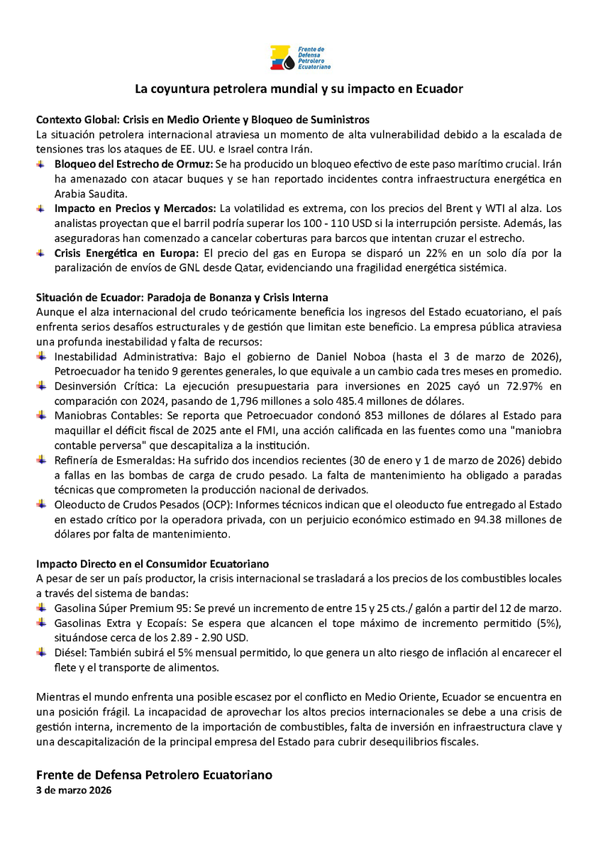Frente de Defensa Petrolero Ecuatoriano tweet media