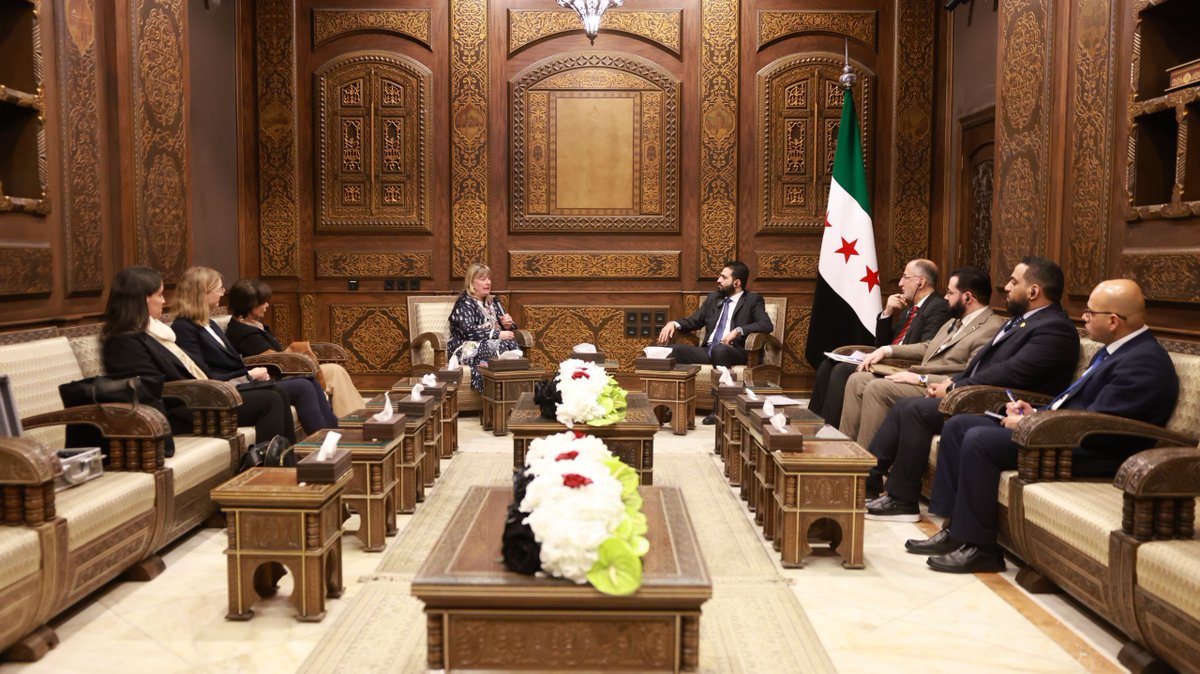 QUSAY_NOOR_'s tweet image. The Minister of Interior, Engineer Anas Khattab, received a delegation from the #United #Nations Independent International Commission of Inquiry on #Human Rights, headed by Commissioner Ms. Yedda Mounia Ammar and Commissioner Ms. Fionnuala Ní Aoláin, in the presence of Brigadier