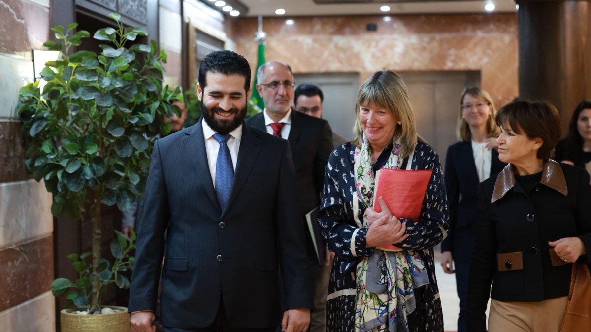 QUSAY_NOOR_'s tweet image. The Minister of Interior, Engineer Anas Khattab, received a delegation from the #United #Nations Independent International Commission of Inquiry on #Human Rights, headed by Commissioner Ms. Yedda Mounia Ammar and Commissioner Ms. Fionnuala Ní Aoláin, in the presence of Brigadier
