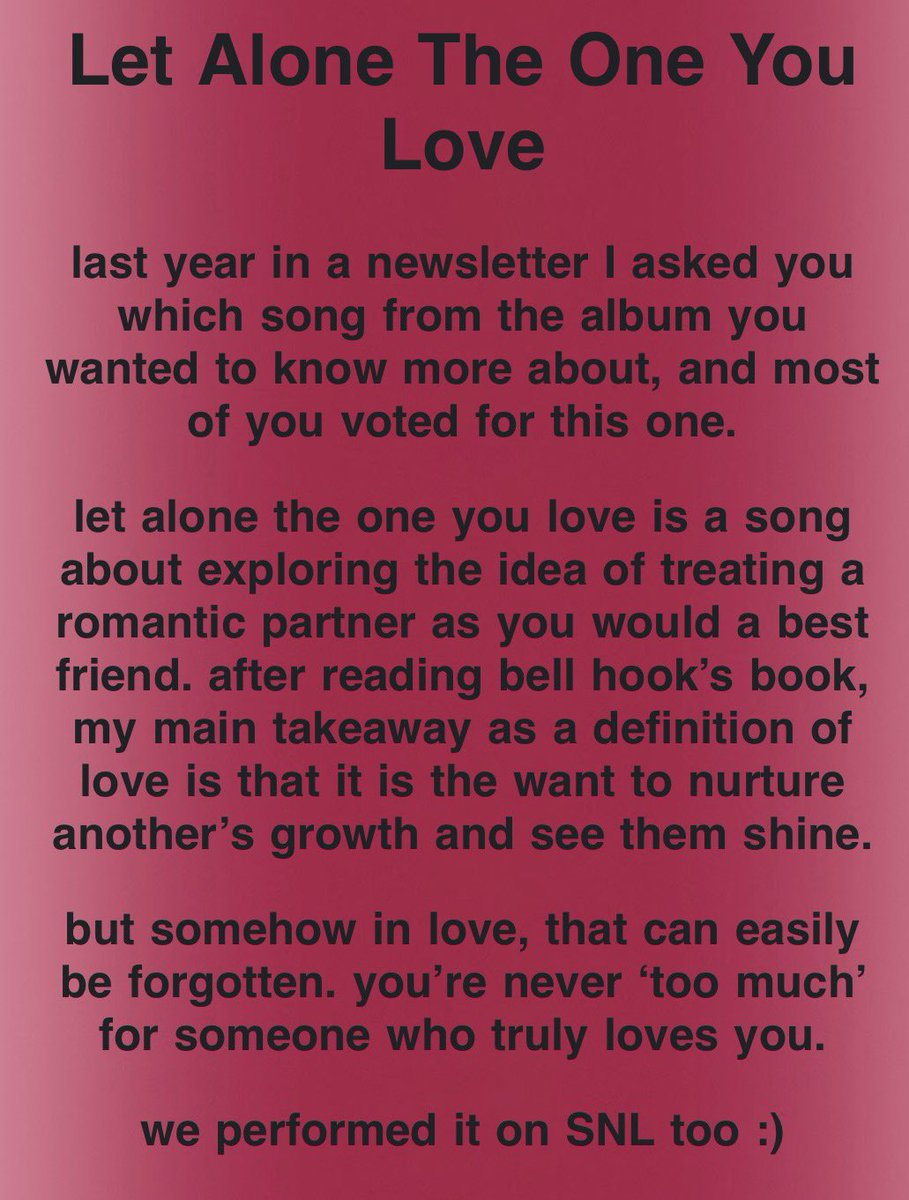 Olivia Dean via an email, talking about her song “Let Alone The One You Love” and explaining what it’s all about!!🥲🤍