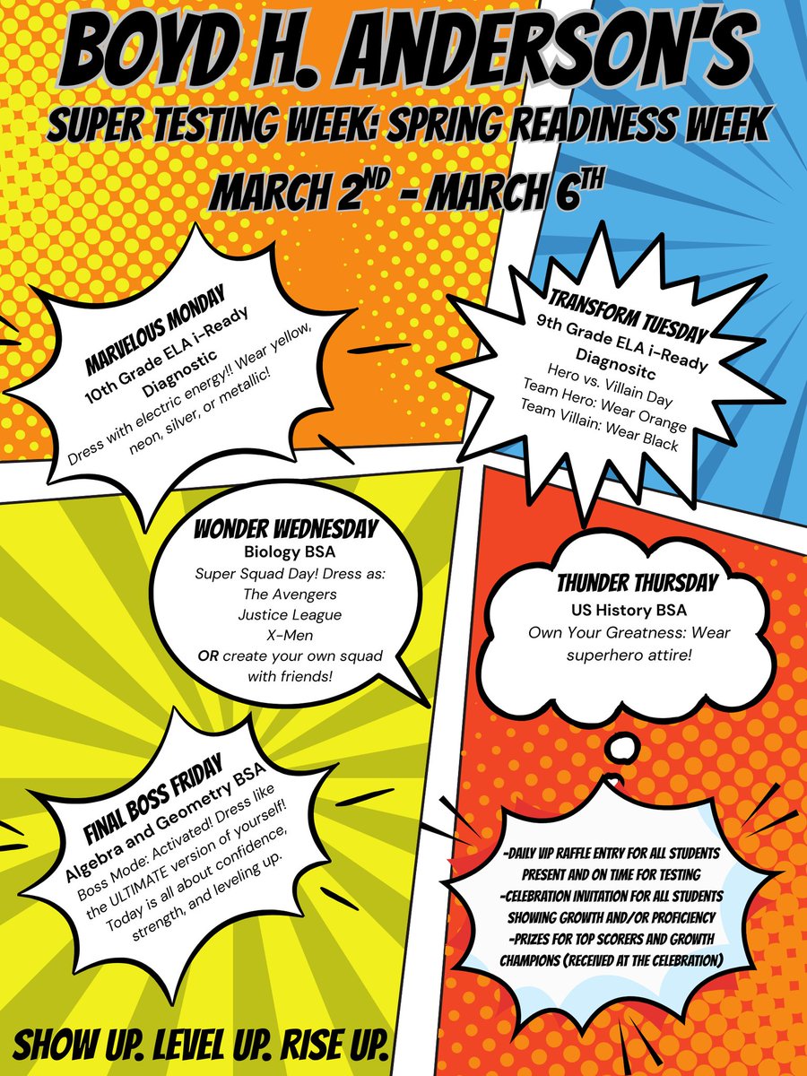 MGorleyCDE's tweet photo. This week, we activated our academic superpowers at BA!

-Daily attendance raffle✅
-School wide engagement✅
-Growth AND proficiency celebrated across ALL content areas✅

We are not just testing; we are building a nation of Cobras who rise to the challenge, together. https://t.co/2fPjVcqxnu