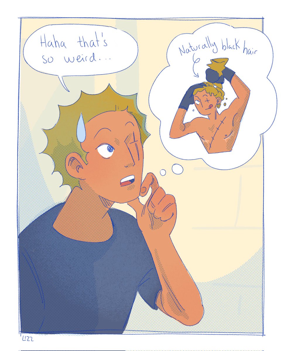 Why sora has black hair in the Auntie Perona AU