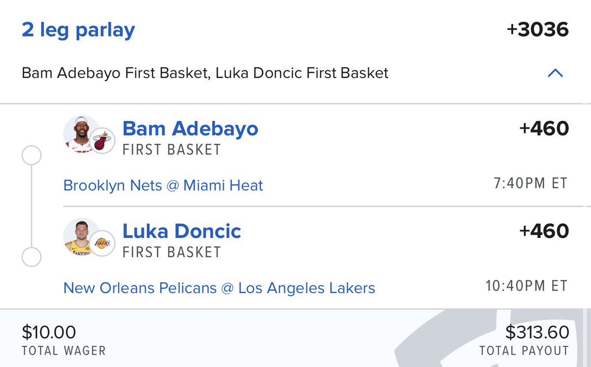 thepropdealer's tweet photo. 2 players.
2 First Baskets.

$10 pays over $300.

Let's cash back to back First Basket parlays 🎯

Betslip 🔗 https://t.co/4C2EaBckBr https://t.co/XX1gOzLo4r
