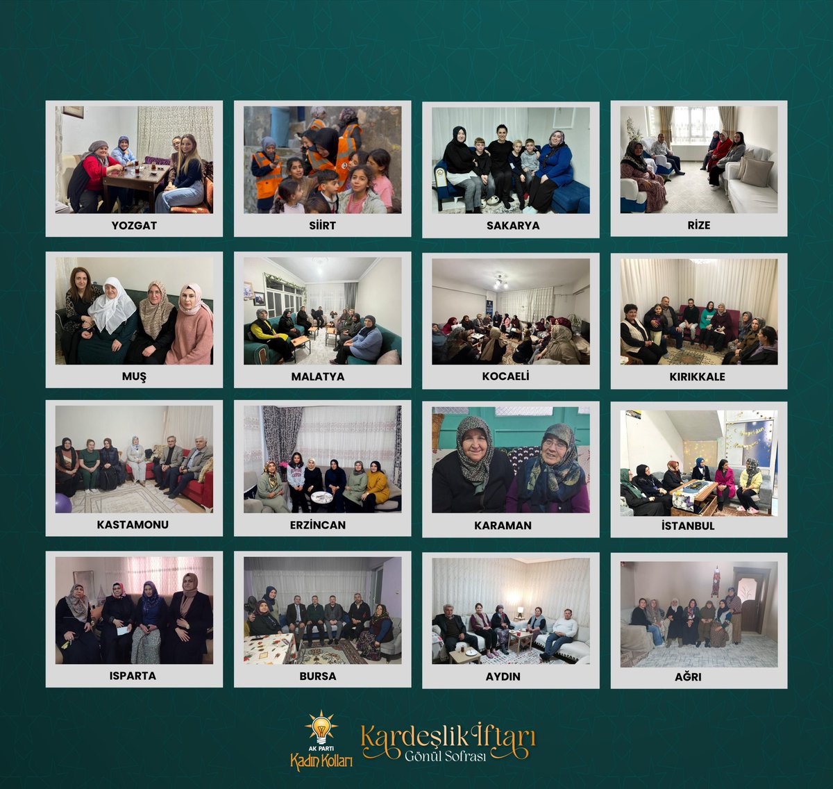 Memleketin dört bir yanındayız. Kalbimizde milletimizin sevdasıyla, omuz omuza aynı hedefe yürüyoruz.

Kapıları içtenlikle açıyor, gönül sofralarına misafir oluyoruz. Attığımız her adım bir ziyaretin ötesinde, bir kardeşlik ahdidir. 

#MilletimizleİnancımızBir