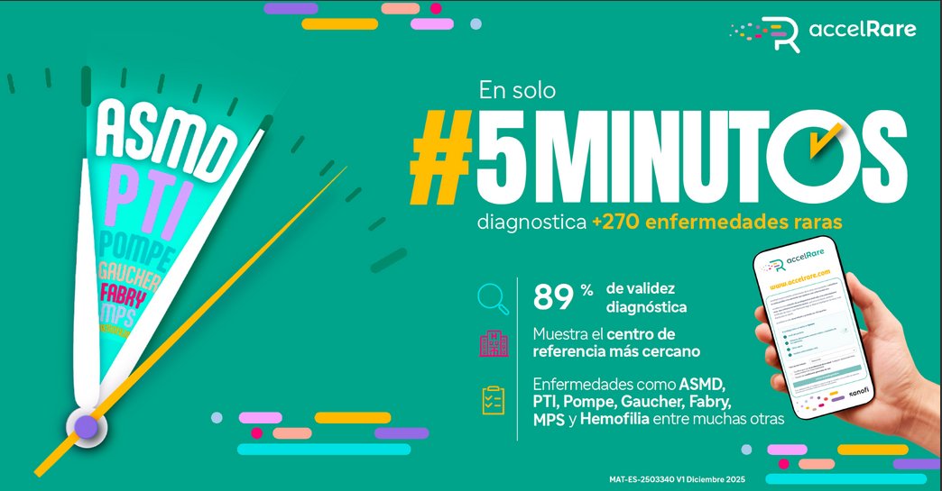 RarasReales's tweet photo. ¿Eres médico de #AtenciónPrimaria? Entonces te interesa conocer #accelRare.
Esta herramienta de IA, intuitiva, rápida y gratuita, con un 89% de validez diagnóstica, te ayudará a identificar y gestionar de manera efectiva pacientes potencialmente afectados por #EnfermedadesRaras.
¿Quieres saber cómo funciona? Encuentra en Campus Sanofi un video que te lo explica en menos de cinco minutos.
👉https://t.co/S5XSvVTkei