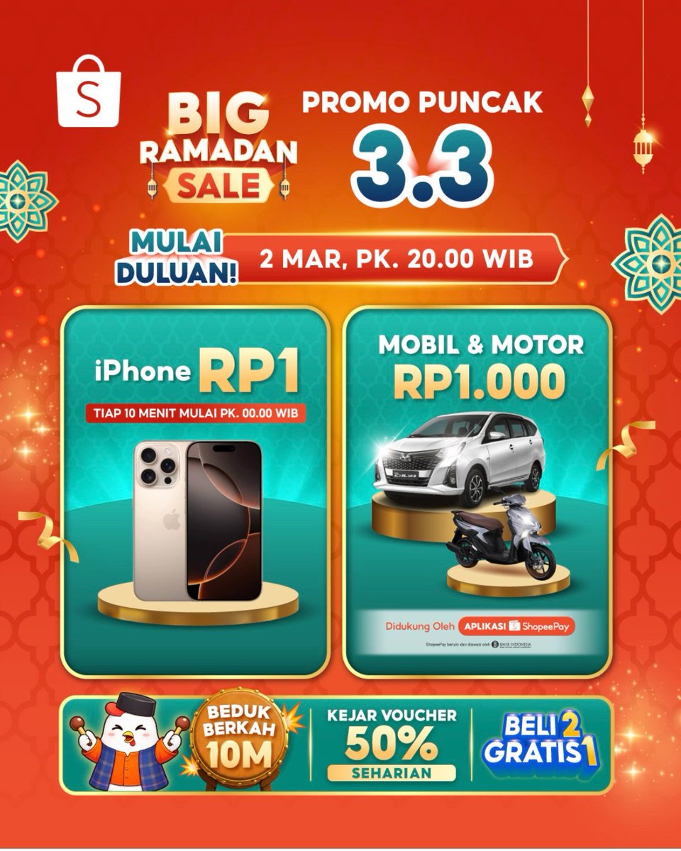 Kucingartis's tweet photo. gak kebanyang punya motor harga seribuan hihi tapi mau banget dong.. cuma ada di promo puncak shopee pastinya, semua orang pasti ikutan! #ShopeePromoPuncakHariIni https://t.co/1WsznUUQr6