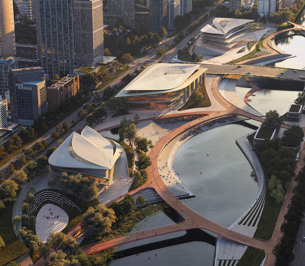 WACommunity's tweet photo. ZHA transforms Hangzhou with the Qiantang Bay Cultural District, featuring sharp floor slabs: https://t.co/rZmIl9ZUUK #architecture https://t.co/R1JgSbeRFV