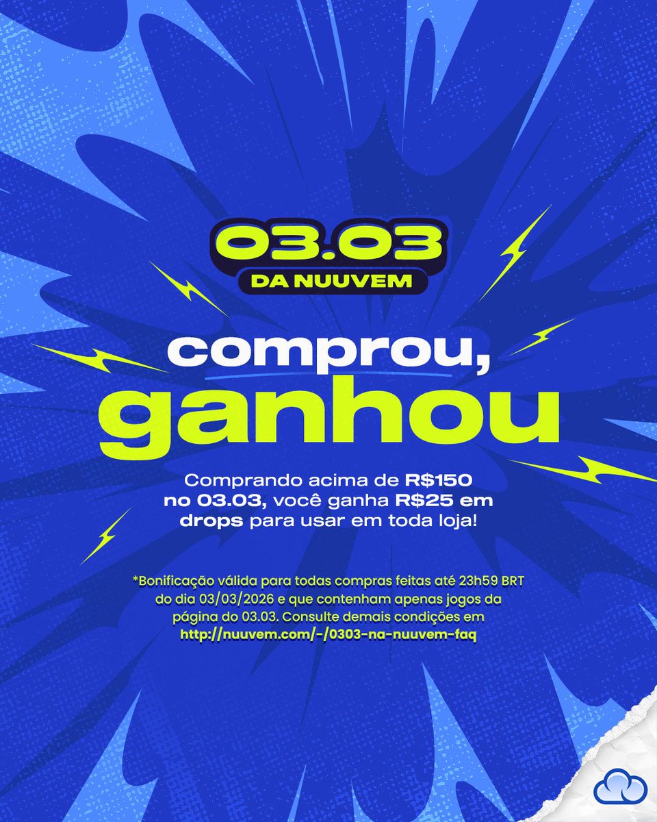 03/03 com a <a href="/nuuvem/">Nuuvem.com</a>  amigos
E tem cupons
Aproveitem  pra comprar aquele game daora de vocês 👌

E você realizando compras acima R$150 reais ganhara R$25  em drops para gastar no site da nuuvem

Meu link tinyurl.com/violetsapphire

RT ❤️