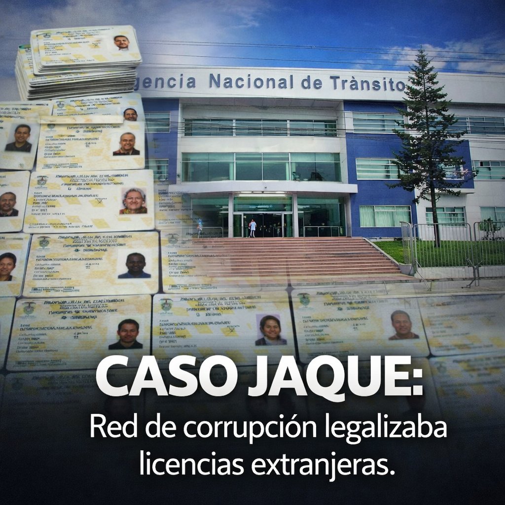 📌SIN TRANSFORMACIÓN TECNOLÓGICA, LA RED  DE CORRUPCIÓN EN LA MOVILIDAD SOLO CAMBIARÁ DE NOMBRES
El Caso Jaque expone que en la <a href="/ANT_ECUADOR/">ANT Ecuador</a> operaba una estructura que canjeaba y validaba licencias de Venezuela, Cuba, Colombia y España, alteraba matrículas y certificados de RTV,