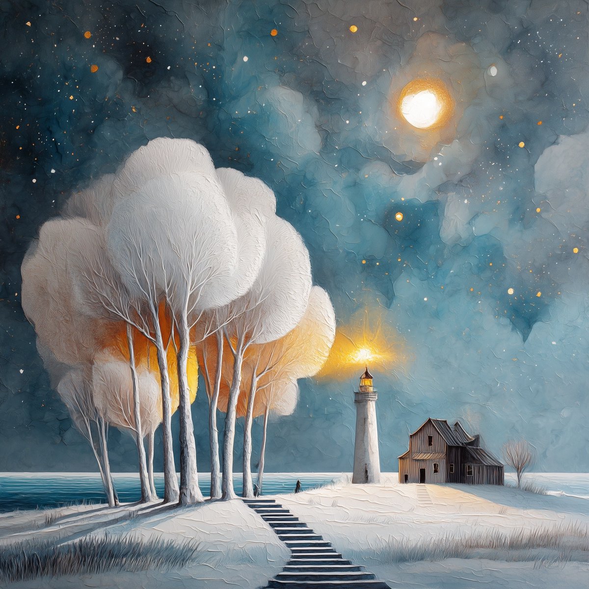 Runtelart's tweet photo. Lantern of the Quiet Shore
https://t.co/K1wXRAr9En
#AIArt #digitalArt #AIArtCommunity #AIArtist #Lighthouse #WinterNight #MoonlitSky #Dreamscape https://t.co/VoxsYw8bLT