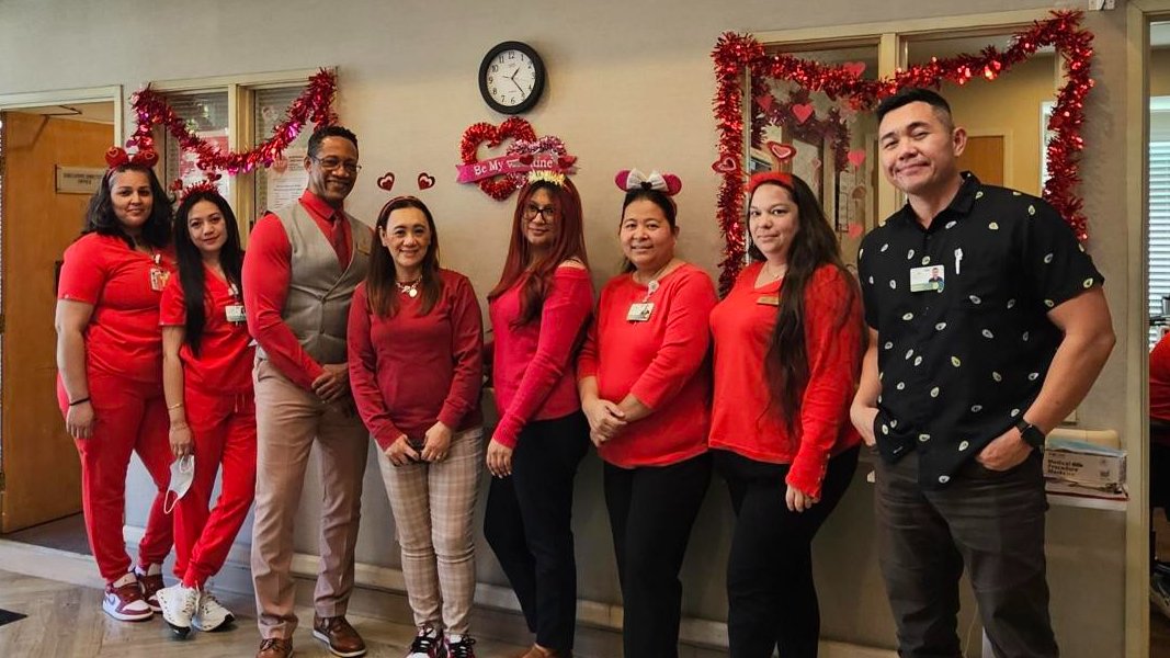 BeecanHealth's tweet photo. A little fun, some red outfits, and a great crew. Last month, Long Beach Healthcare Center celebrated Valentine's Day together, and we are grateful for every one of them. 
#BeecanHealth #LongBeachHealthcareCenter https://t.co/WgmxlbvMS9