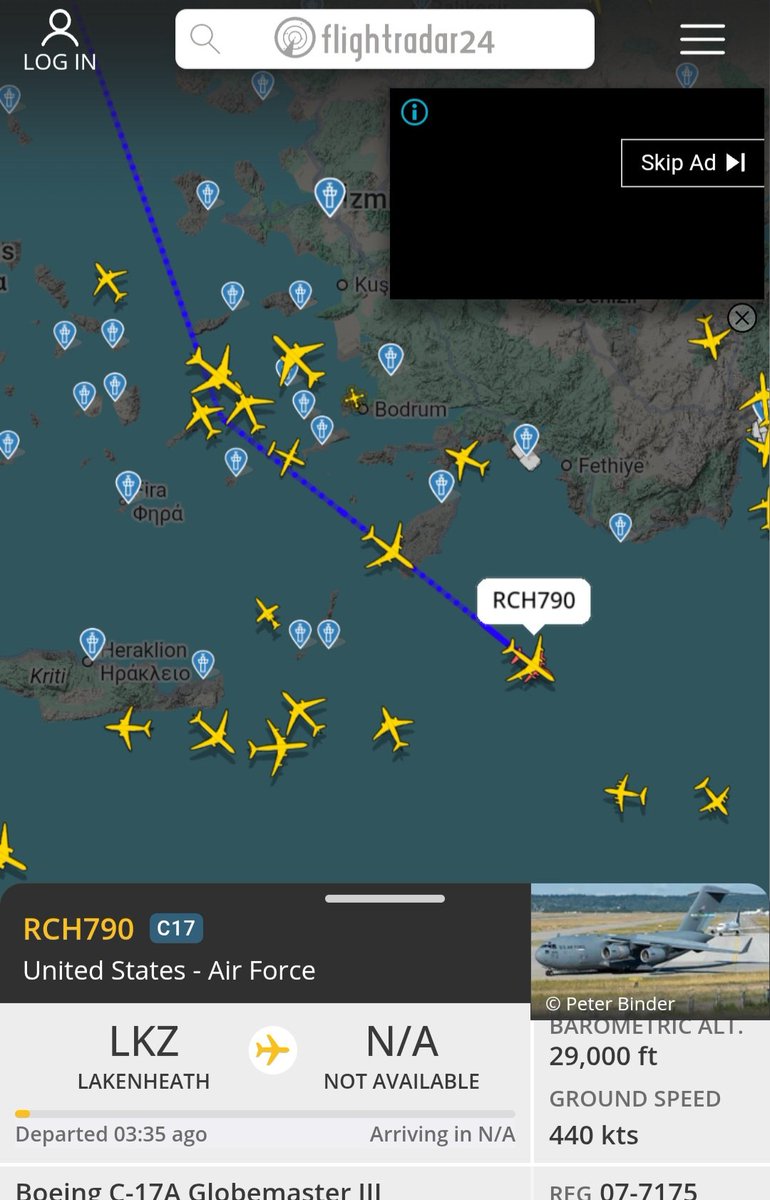 AviacionDefensa's tweet image. Interesante
En estos momentos llegué a contar en @flightradar24 8 KC-135 y 5 C-17 de la #USAF + 5 A-400 🇬🇧 y 🇫🇷 + 1 C-27J #Spartan 🇬🇷 sobre el Mediterráneo

Lo interesante es un IL-76 ruso cerca.
Seguramente monitotoreando de cerca la situación 

#Iran #IranWar
