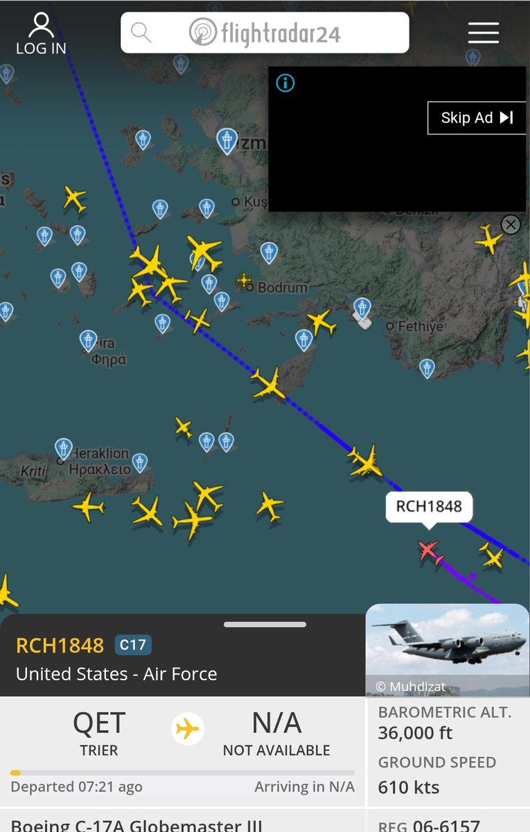 AviacionDefensa's tweet image. Interesante
En estos momentos llegué a contar en @flightradar24 8 KC-135 y 5 C-17 de la #USAF + 5 A-400 🇬🇧 y 🇫🇷 + 1 C-27J #Spartan 🇬🇷 sobre el Mediterráneo

Lo interesante es un IL-76 ruso cerca.
Seguramente monitotoreando de cerca la situación 

#Iran #IranWar