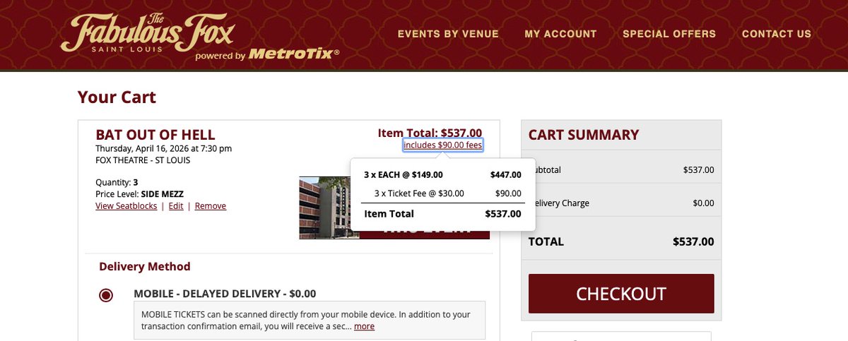 Help me understand $30 per ticket in fees on these <a href="/MetroTix/">MetroTix</a> <a href="/foxtheatrestl/">The Fabulous Fox</a>. I'm already paying $150 for the ticket. Make it make sense....this is insane.