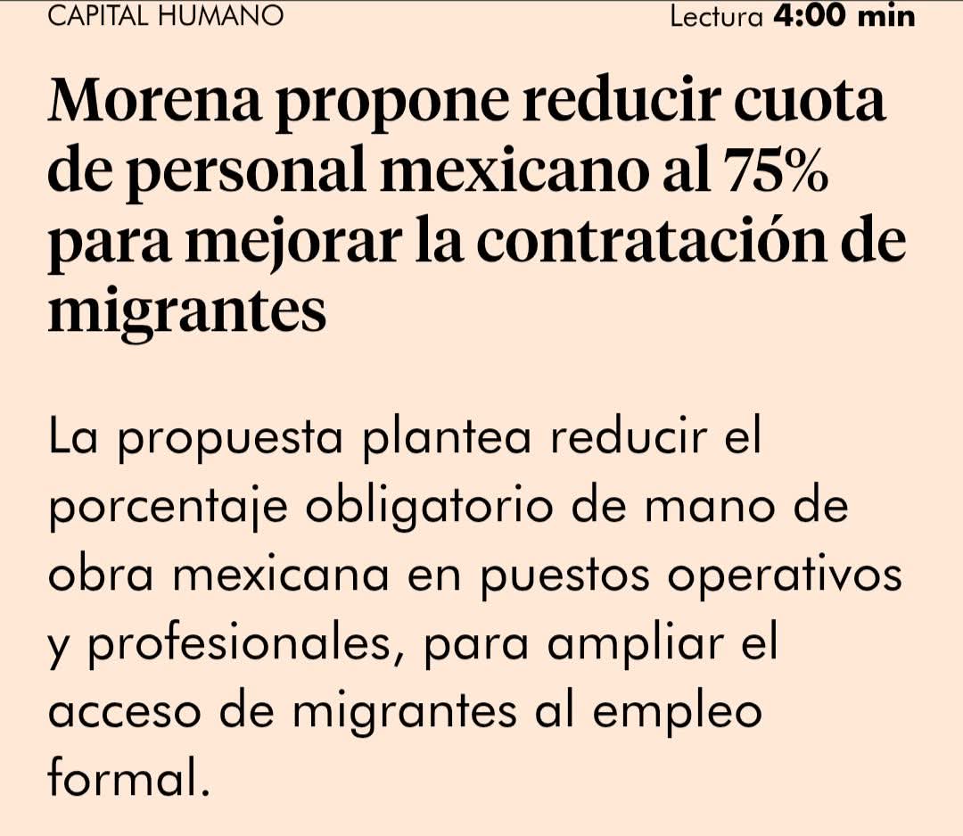 Gracias a MORENA, pronto tendrás que competir por un puesto laboral contra un cubano, un venezolano y un haitiano.

MORENA, la esperanza de todos, menos de los mexicanos.