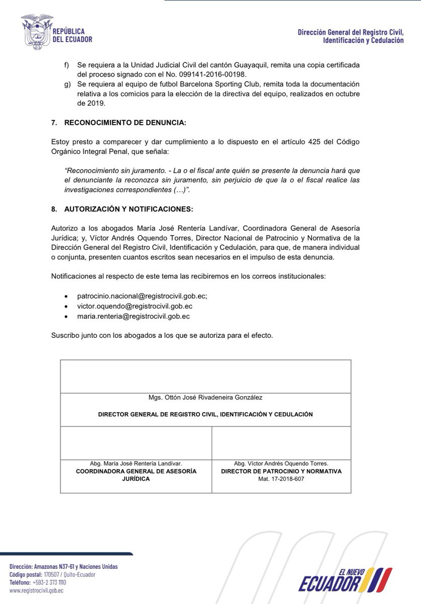 Dos delitos más a la lista. El Director del Registro Civil, Ottón Rivadeneira, denunció en la Fiscalía al detenido alcalde de Guayaquil, Aquiles Álvarez, por los delitos de fraude procesal y falsificación y uso de documento falso, al cambiar fraudulentamente su edad y subirse un