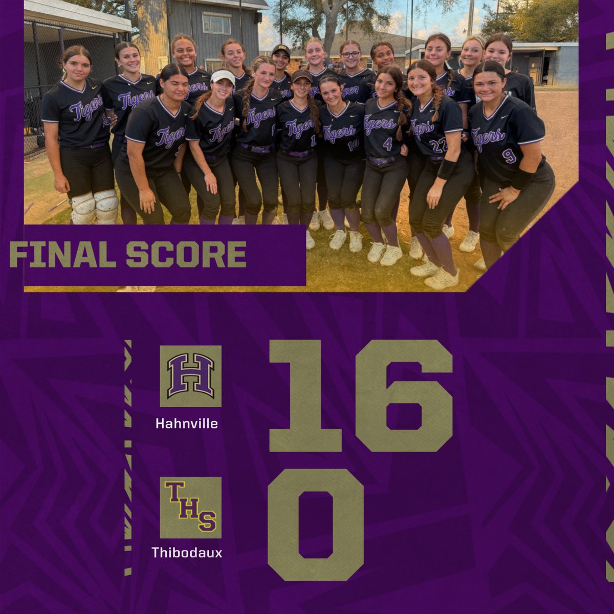 HHStigerSBall's tweet photo. District dub all around! Great job girls! Back at home tomorrow against South Terrebonne! Let’s geauxxxx!!🐅🥎💜 https://t.co/RaCPwah3pU