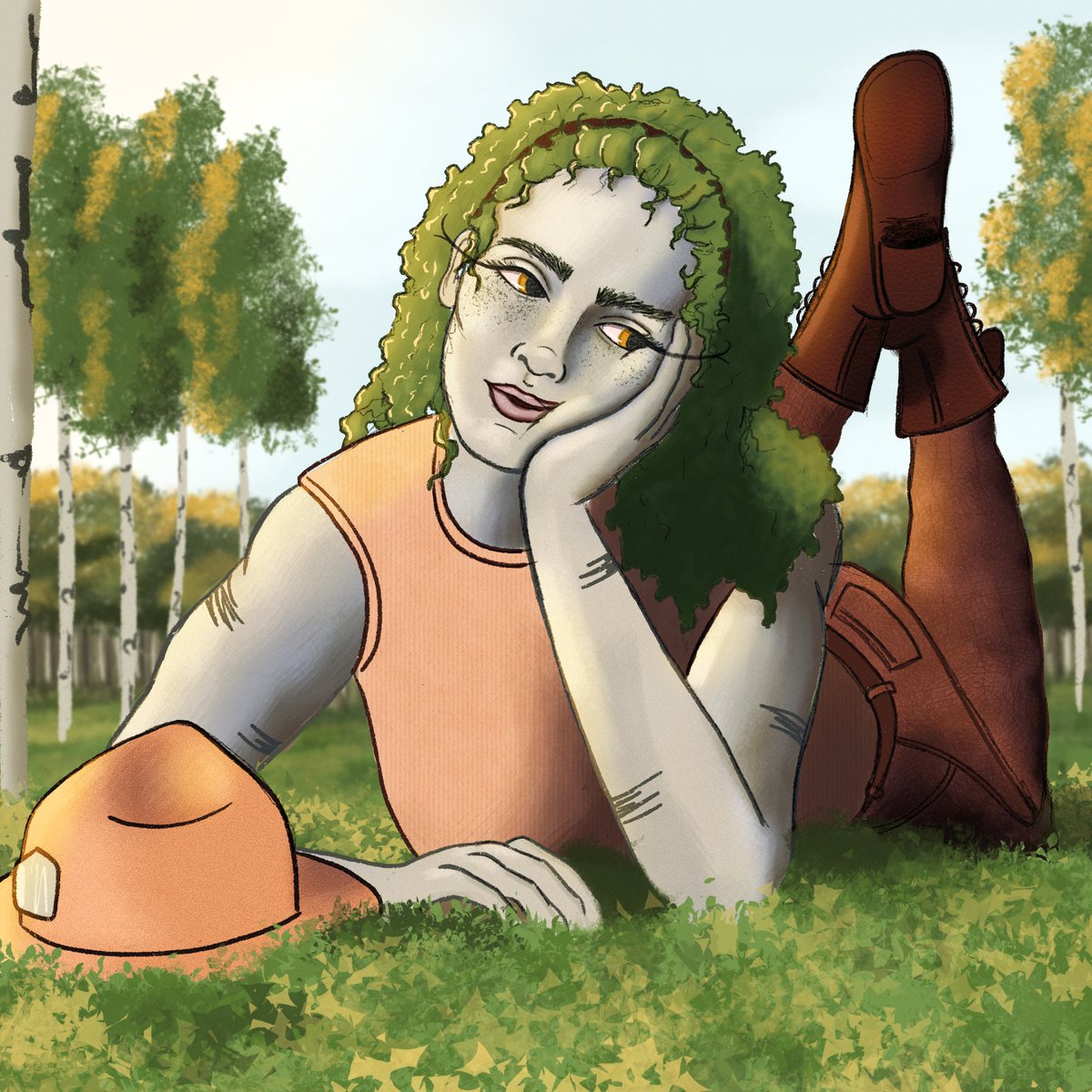AspenBirchtree's tweet photo. Ya'll mind if I randomly drop some fan art of the human version of my character I promised to show ya'll 5 years ago but never did? No? Okay, cool here ya go 💚
#Vtuber https://t.co/mvbjRoWduB