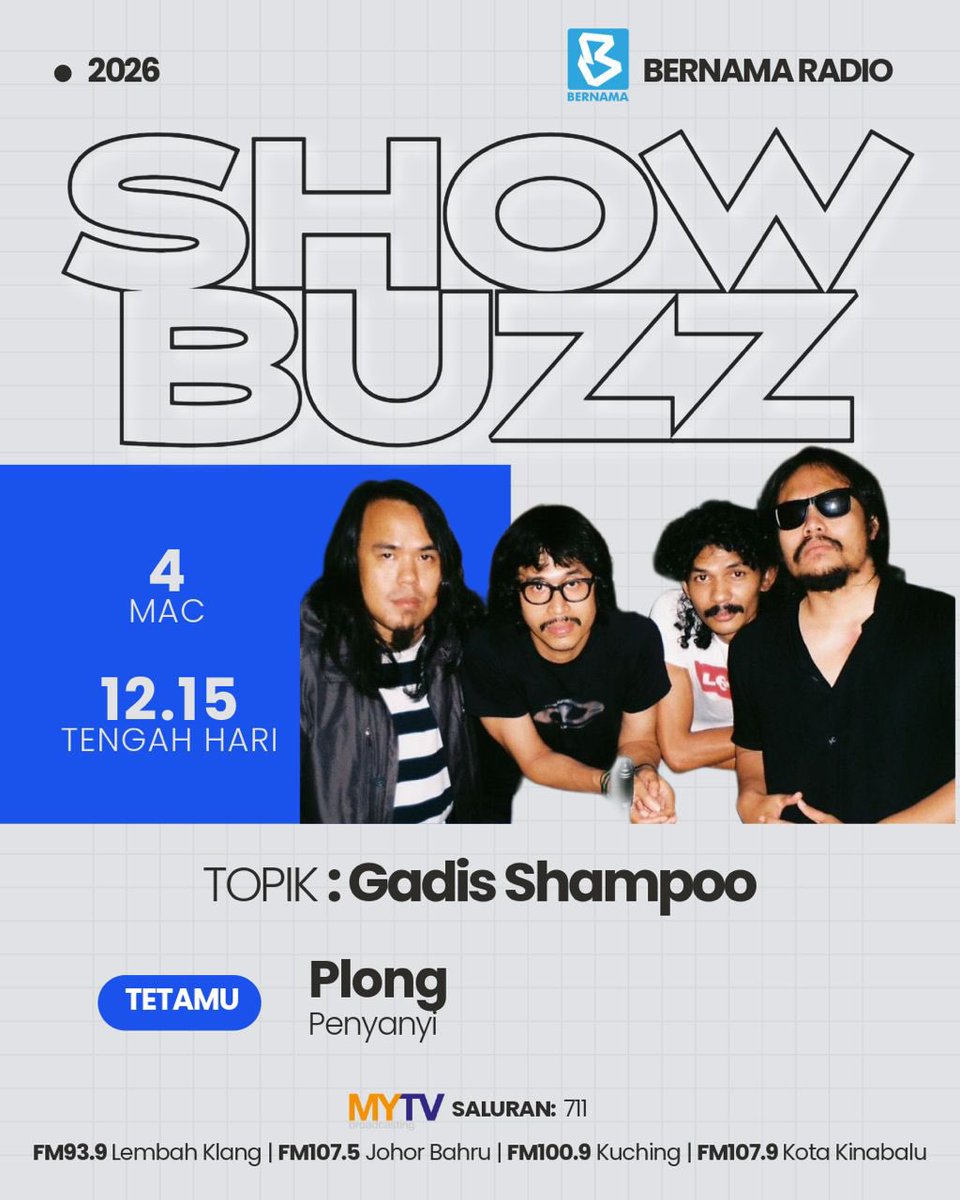 Bernama_Radio's tweet photo. Bermain dengan eksperimen dalam dunia muzik yang menggabungkan bunyi dan makna, maka lahirlah karya unik - “Gadis Shampoo”.
#SHOWBUZZ bersama-sama Plong! Pukul 12.30 tengah hari. https://t.co/oWcqWKRdEg