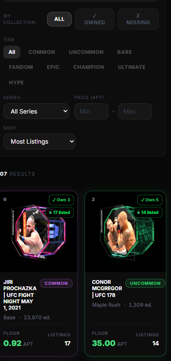 StrikeTrackerX's tweet photo. Just launched a live listing aggregator for UFC Strike NFTs — see all active listings across Tradeport and Rarible in one place, filtered by tier, series, price, and your own collection. https://t.co/IX2fyChnFu 🥊
#UFCStrike #Aptos #NFT https://t.co/iE73Q5qNeP