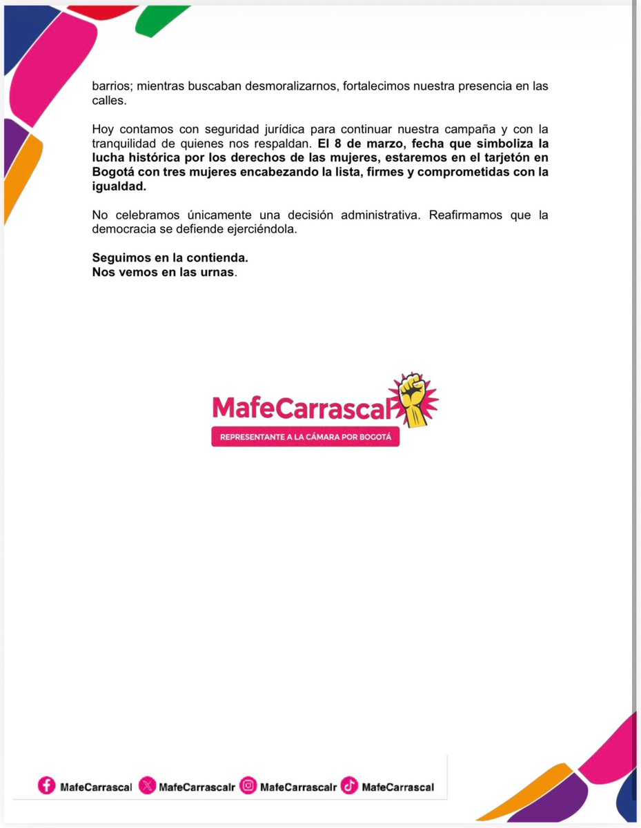 El <a href="/CNE_COLOMBIA/">CNE Colombia</a> acaba de aprobar la fusión de la Colombia Humana con el Pacto Histórico.

Tras muchos meses de dilaciones; tras los ataques de nuestros adversarios, que pretendían que las controversias jurídicas se resolvieran contra la participación democrática del pueblo