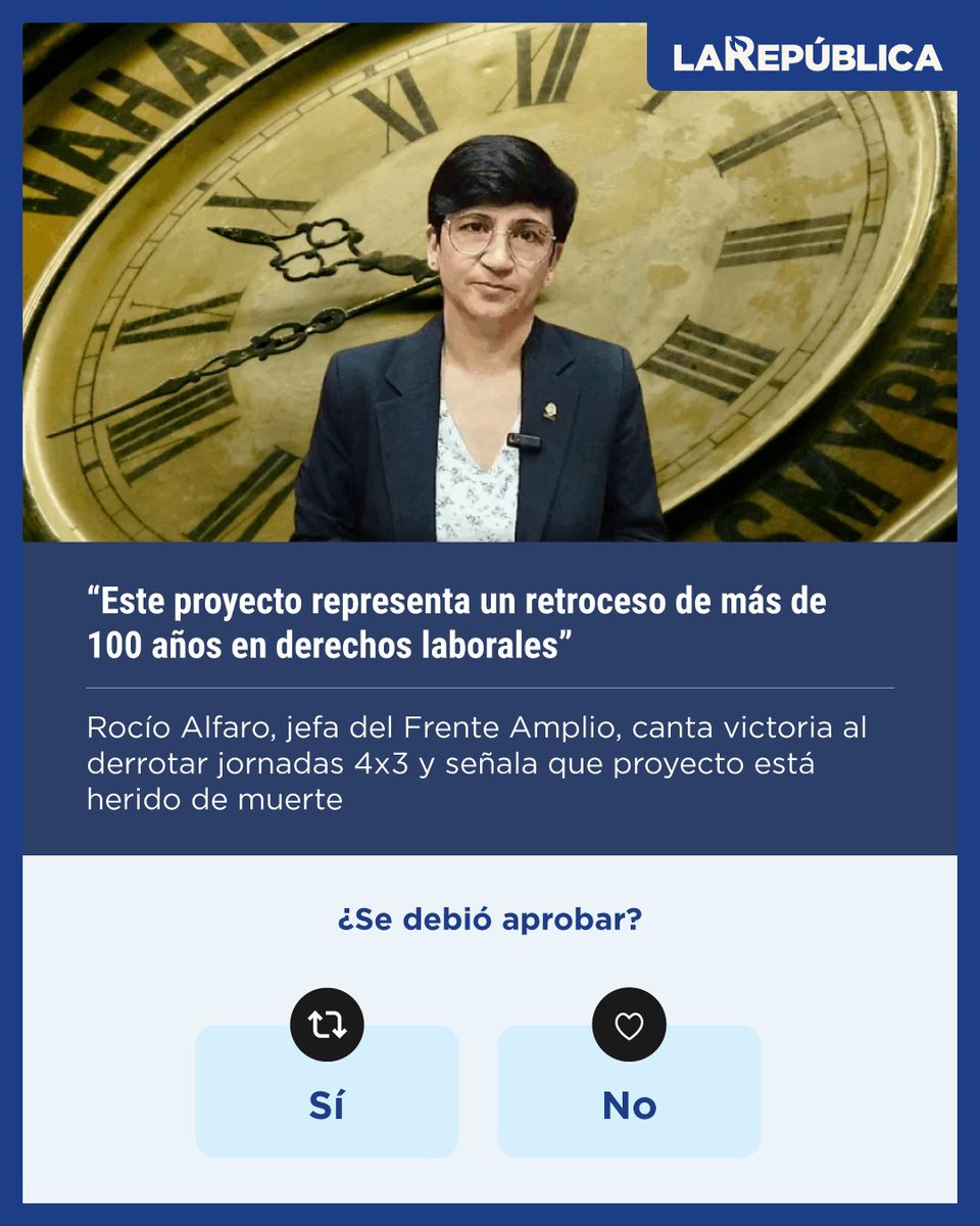 La_Republica's tweet photo. El @FrenteAmplio celebra la suspensión de la vía rápida del proyecto 4x3 y asegura que quedó “herido de muerte” por un posible vicio de procedimiento. 💼 ⏰

¿Se debió aprobar?
🔃 Sí / ❤️ No

Conozca más detalles sobre este proyecto aquí: https://t.co/pYQyR8GvxB https://t.co/dmtwy7RmLa