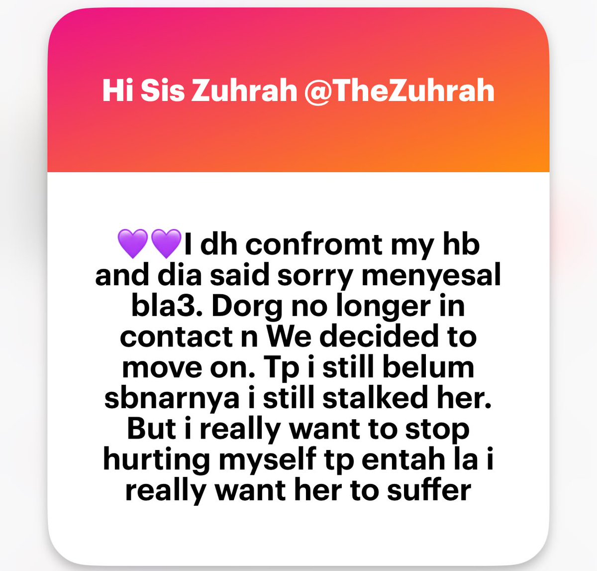 zuhrahx's tweet photo. Macam mana nak stop stalking AP?
BLOCK.
Let her go.
Suami dah stop spending his energy with AP, kenapa kita nak sambung korbankan energy tu pada AP?
Stop. Spend that energy for your marriage.
#How2R #Rscript https://t.co/2WwTfmeBu6
