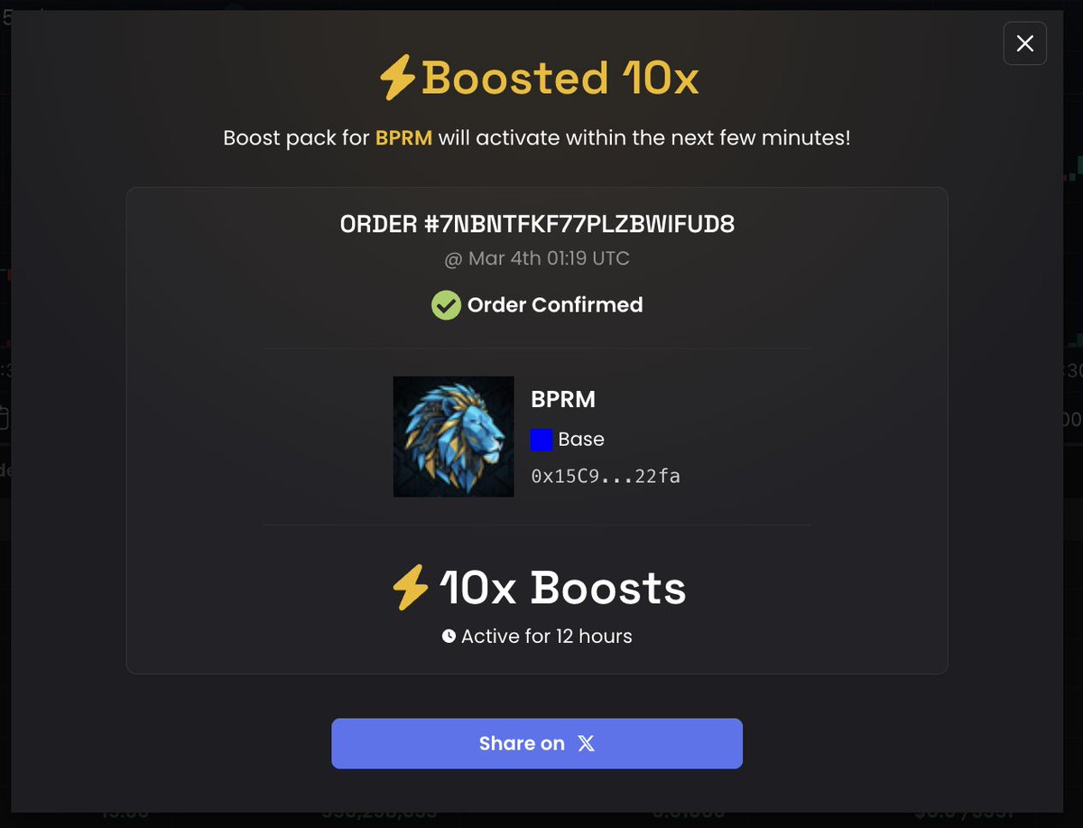 $BPRM is BOOSTED on DEXScreener! 🦁⚡️🚀

The Lion is now roaring on the front page! We just activated 10x Boost to show the world who owns the Base Chain.

dexscreener.com/base/0x15C9378…