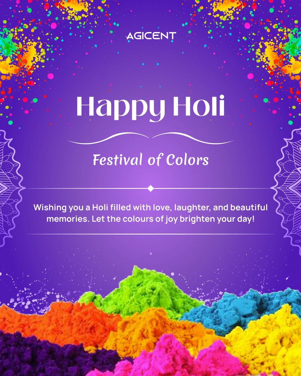 iPhoneDevChamps's tweet photo. Wishing you a vibrant and joyful Holi! 🌈✨ May your day be filled with colors, happiness, and new beginnings. 💜
.
.
.
#HappyHoli #FestivalOfColors #Agicent https://t.co/EvxKDKnKw9