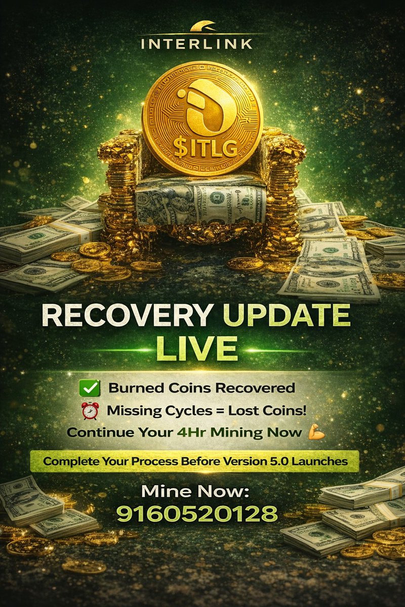 KOTAPRASAD8's tweet photo. Recovery Update is live
Burned coins recovered
Missed cycles Restored
Missed ITLG Restored
Do Mining without Missing
A Mining session
Join Using My ID 9160520128
#ITLG #ITL #InterLink
#InterLinkAmbassador
#interlinklabs #interlinkindia https://t.co/EO3jQAYNoT