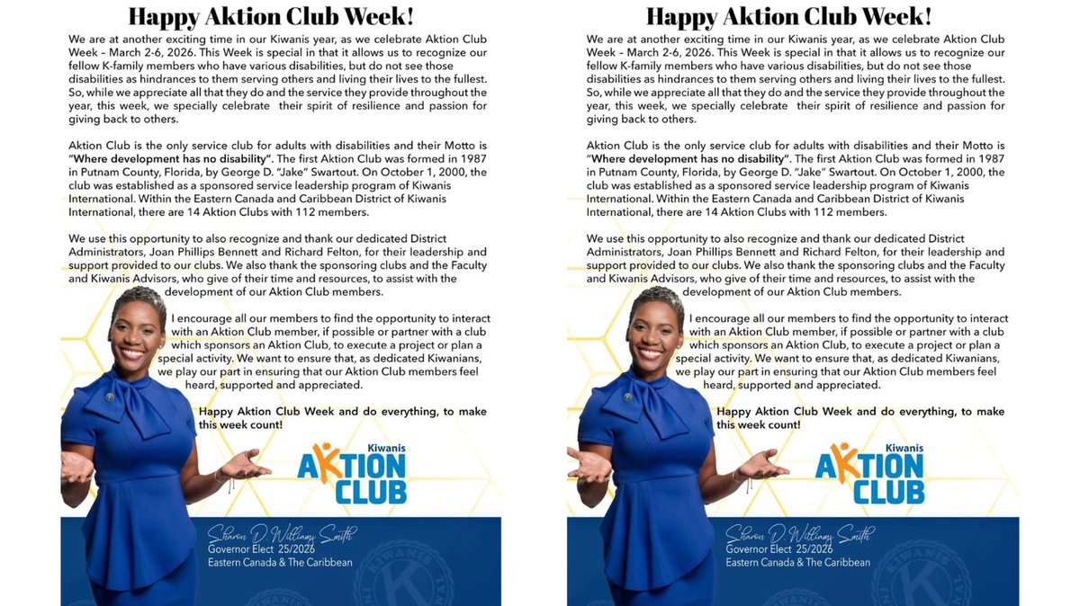 Aktion Club Week is here, March 2-6, 2026! A special message from Governor Elect Sharon Williams Smith. Happy Aktion Week, let's make every moment count!