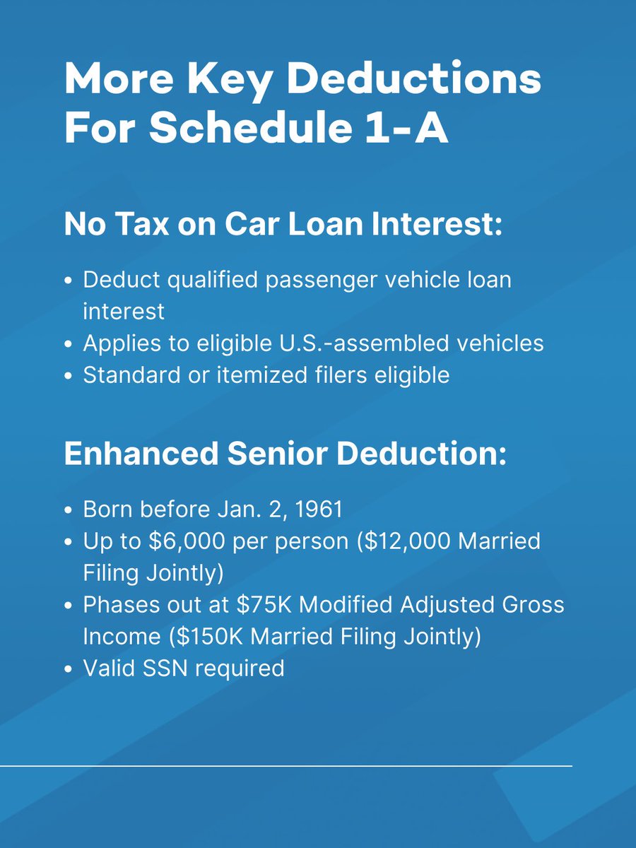 TaxRise's tweet photo. 🚨 New IRS Schedule 1-A for Tax Year 2025

The IRS released Schedule 1-A &amp; updated Form 1040 instructions to help taxpayers claim major new deductions under the One, Big, Beautiful Bill:

#TaxUpdate #IRS #TaxPlanning #TaxSeason #1040 https://t.co/QAoCzSzABD