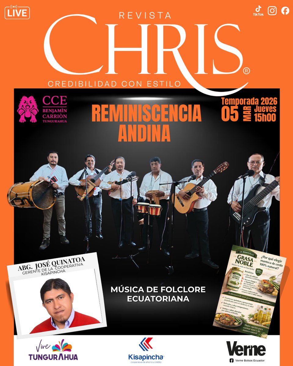 #ProgramaRevistaChris para este jueves 5 de marzo 
Por la señal 📡📶📻🗞️🎤 
<a href="/chrisrevista/">RevistaChris</a> 
#CasadelaCulturaTungurahua