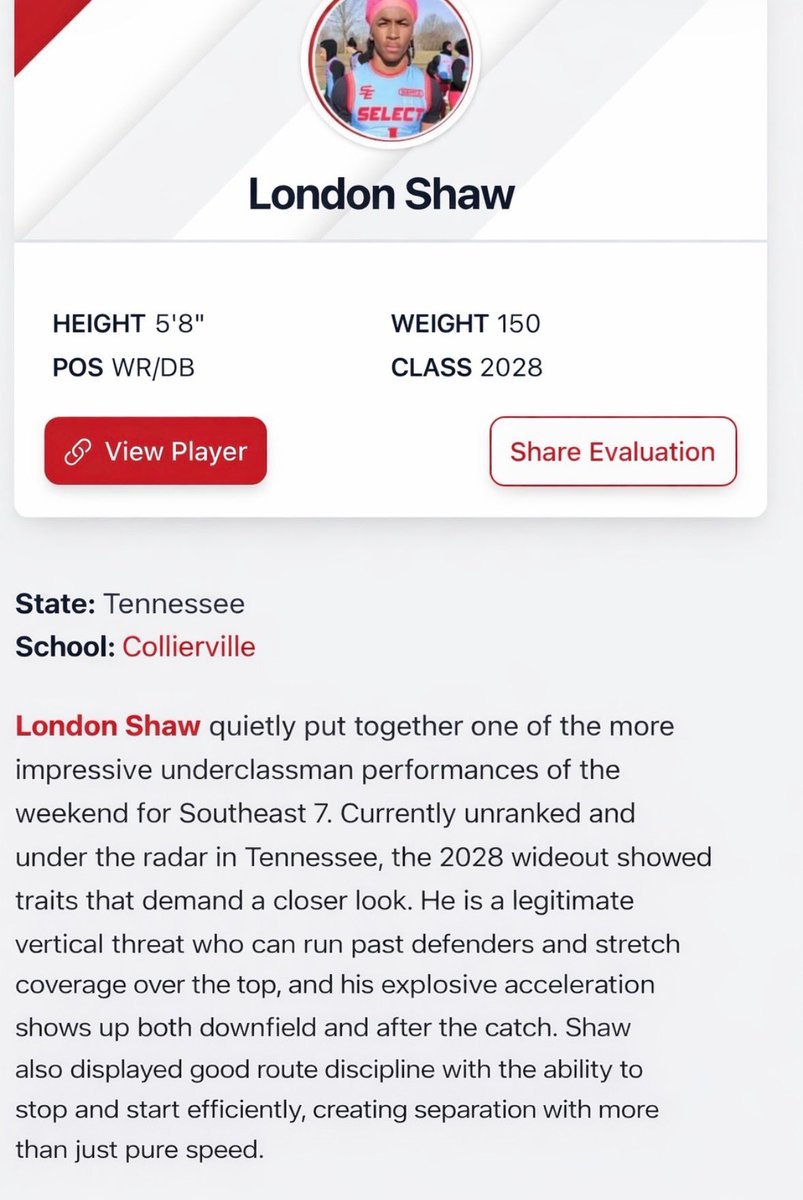 LondonShaw_'s tweet photo. @CoachJoeRocconi @CoachLoganJohns @CSmithScout @PrepRedzoneTN @southeast7v7 @PrepRedzoneNext https://t.co/XYUkFmJnDE