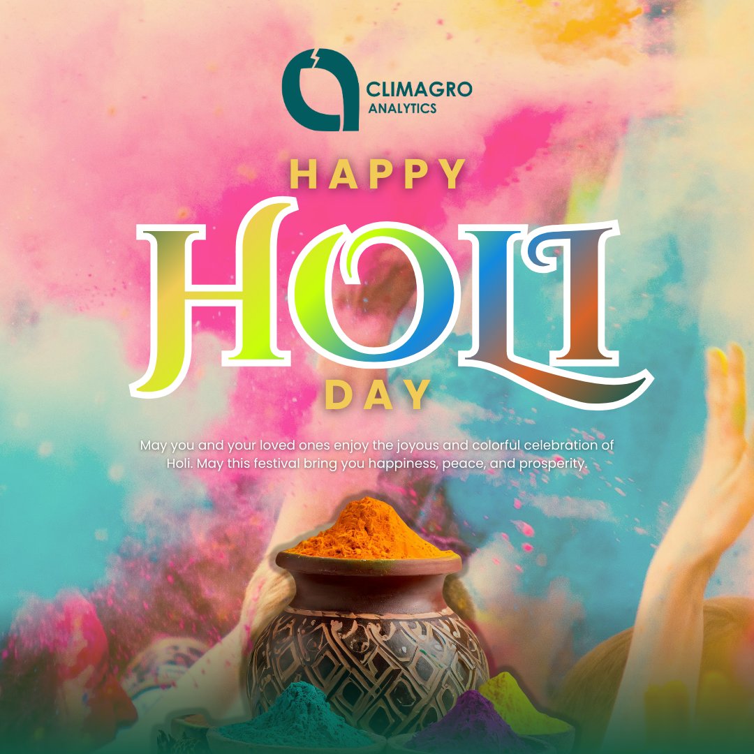 ClimagroAna's tweet photo. Wishing you all a very Happy Holi!

Let this festival of colors inspire us to create a cleaner, greener and more balanced future.

#HappyHoli #Holi2026 #FestivalOfColors #SustainableFuture #ClimAgro https://t.co/HpyjSdTPTw