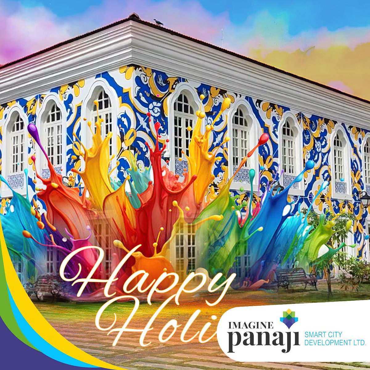 ImaginePanaji's tweet photo. May this festival of colour inspire unity, innovation, and a brighter, more sustainable future for our city. As we celebrate togetherness and new beginnings, let us continue building a cleaner, greener, and smarter Panaji for generations to come. 
Happy Holi. https://t.co/qNCzTSvevb