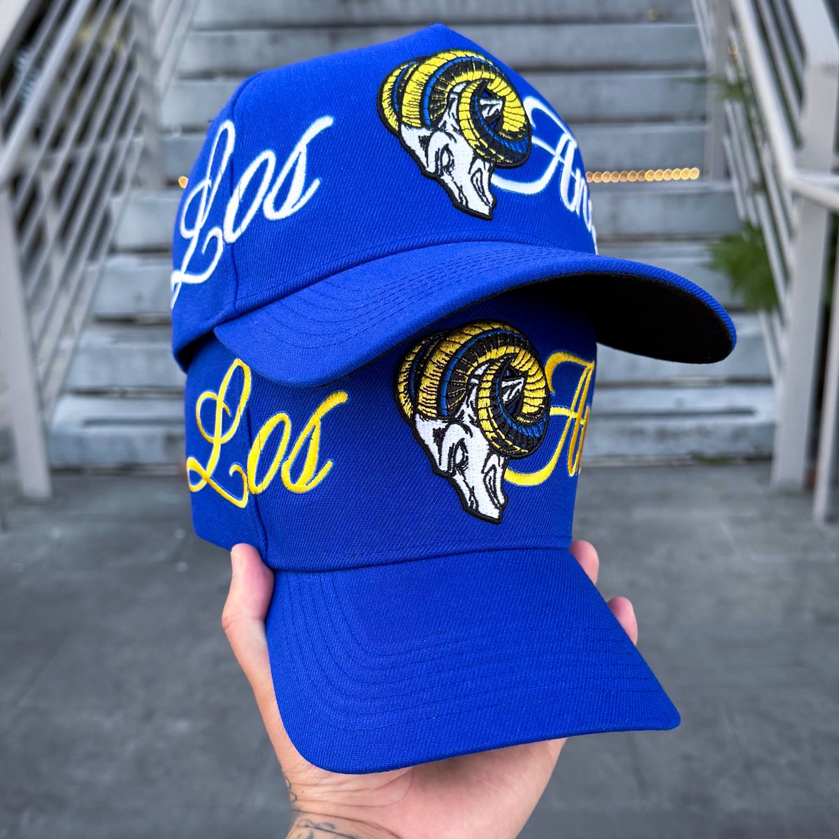 vinceayg_'s tweet photo. Which FearNone hat would you go with? Bone white script or Sol script 🤔🧢🔥 https://t.co/F9cw10R3Lk