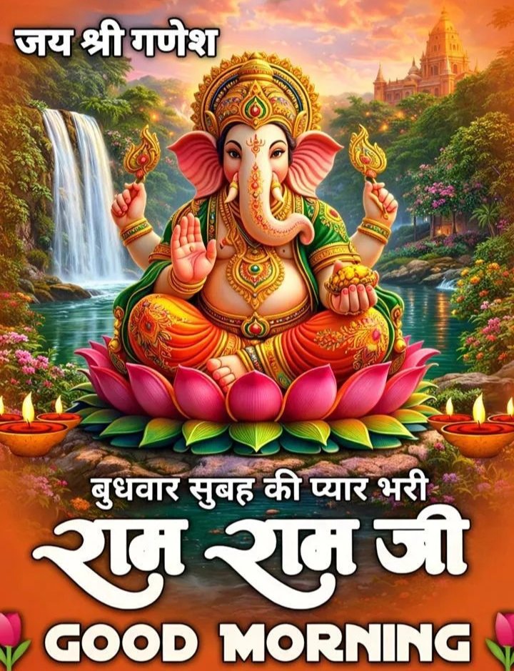 जय श्री गणेश जी 🚩🙏 
जय श्री राम जय जय राम 🚩🙏 
सुप्रभात बंदन 🌄❤️🙏🌹 
आप सभी का मंगल हो 🙏