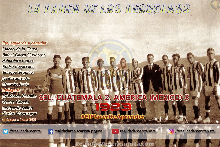 Momento memorable para el futbol mexicano. La primera vez que un equipo fue a jugar al extranjero. El <a href="/ClubAmerica/">Club América</a> contra la selección de Guatemala.

Con todos los integrantes, el equipo que marcó historia.
#ElPlacerDeAprender
