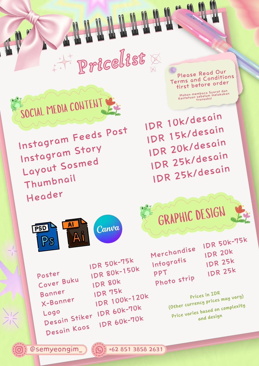 OPEN JASA DESAIN GRAFIS !!

yang butuh desain untuk lebaran nanti, bisa banget lho👋 harga murah dan bersahabat

langsung aja order langsung di dm atau
🔹Whatssapp: wa.me/6285138582631

#jasadesaingrafis #zonajajan #zonaba #zonauangㅤ
