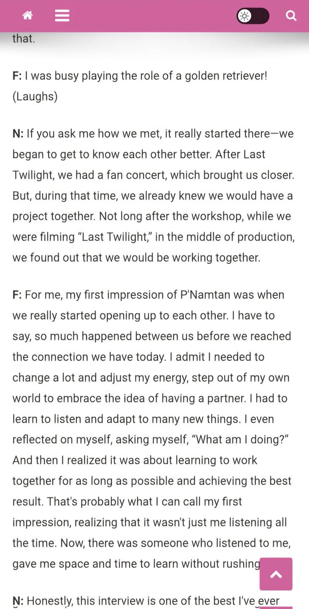 Beautyinside78's tweet photo. P’Aof spotted the spark back in the workshop  Last Twilight and told Namtan right away: "I see the chemistry!" Big thanks to P'Aof for his legendary vision in bringing them together! 🙏 
Namtan even admitted her heart was racing during that first workshop. It was a 100% authentic connection! 
If you want to know how they became 'NamtanFilm,' this interview is a must-read! 📝
​Read the full article https://t.co/78LHVJ2yrz

#NamtanFilm #น้ำตาลฟิล์