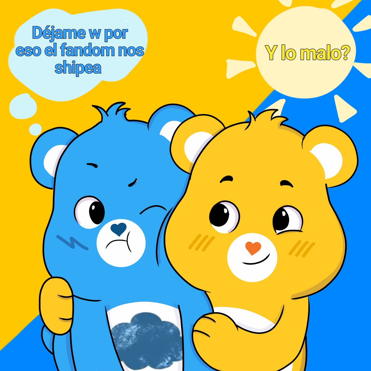 solar_balls0's tweet image. Aquí los otros 💛💙 #dibujos #CareBears #fandom #GrumpyxFunshine